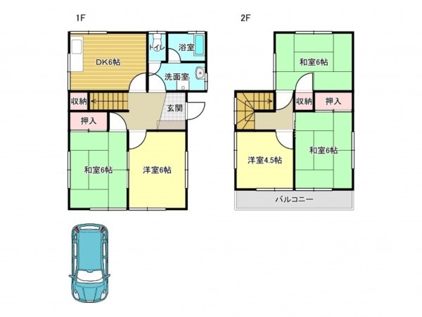 泉南市男里、中古一戸建ての間取り画像です