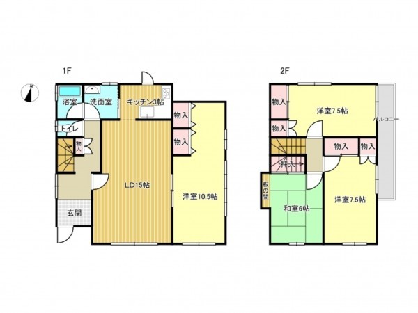 阪南市緑ヶ丘、中古一戸建ての間取り画像です