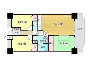 泉南市信達大苗代、マンションの間取り画像です
