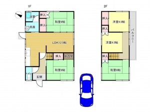 阪南市箱作、中古一戸建ての間取り画像です