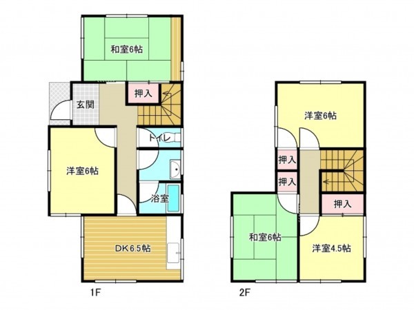 阪南市緑ヶ丘、中古一戸建ての間取り画像です