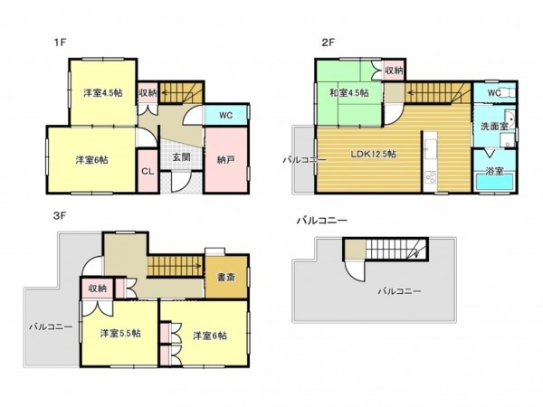 阪南市下出、中古一戸建ての間取り画像です
