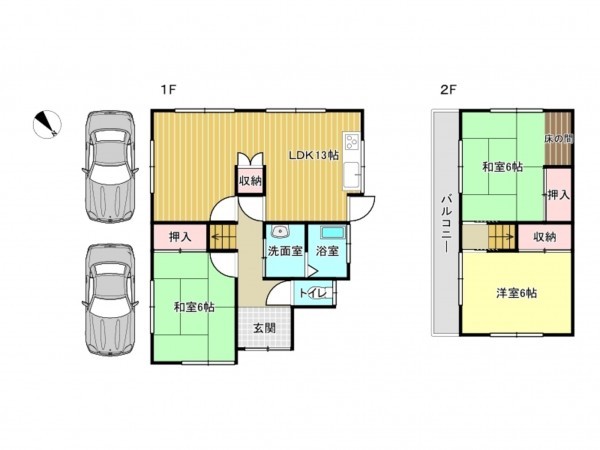 阪南市下出、中古一戸建ての間取り画像です