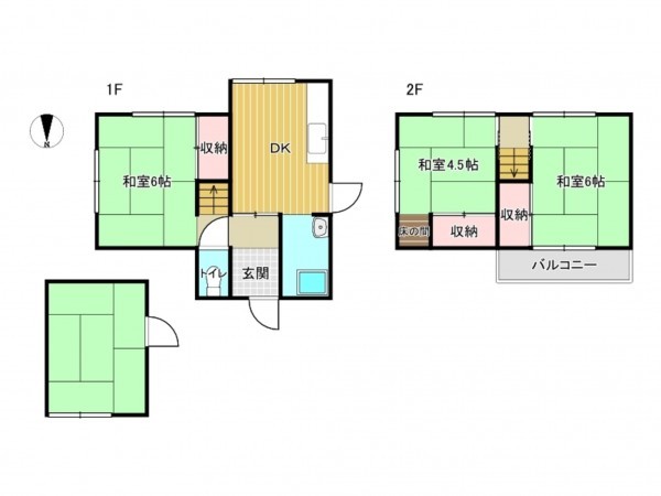 阪南市箱作、中古一戸建ての間取り画像です