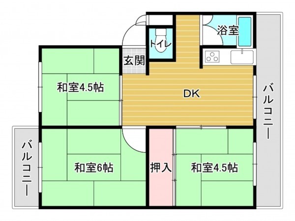 阪南市貝掛、マンションの間取り画像です