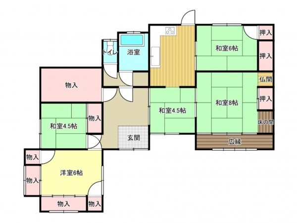 泉南市樽井、中古一戸建ての間取り画像です