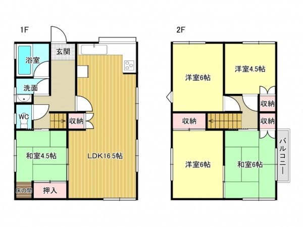 泉南市樽井、中古一戸建ての間取り画像です