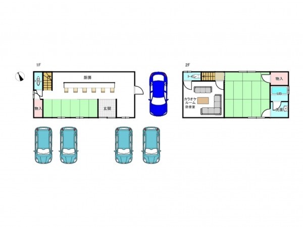 阪南市箱作、収益物件/店舗付住宅の間取り画像です