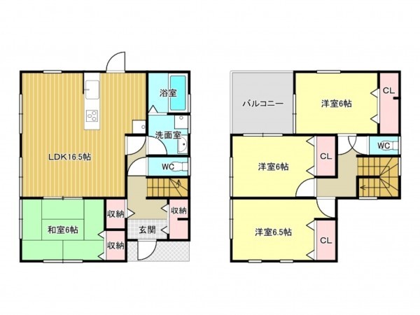 泉南市樽井、中古一戸建ての間取り画像です