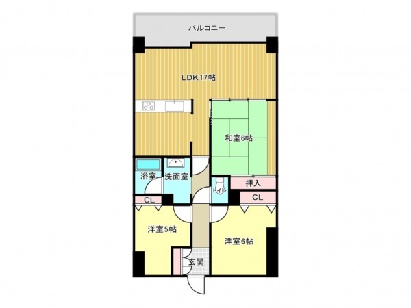 泉南市男里、マンションの間取り画像です
