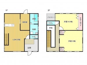 泉南市樽井、中古一戸建ての間取り画像です
