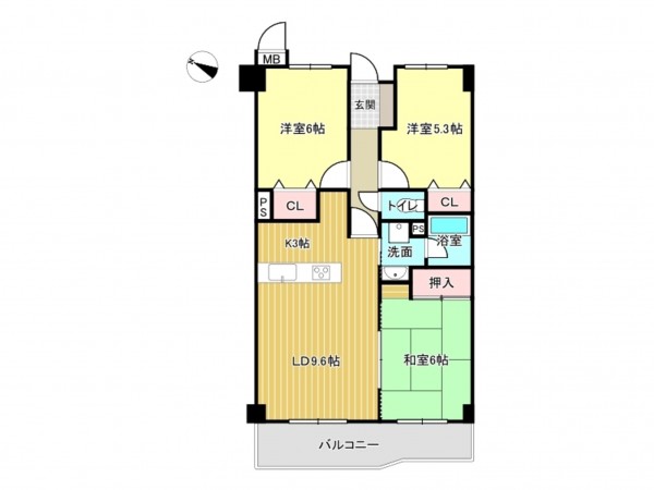 泉南市新家、マンションの間取り画像です