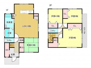 阪南市和泉鳥取、中古一戸建ての間取り画像です