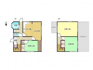 阪南市鳥取、中古一戸建ての間取り画像です