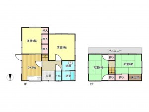 阪南市箱作、中古一戸建ての間取り画像です