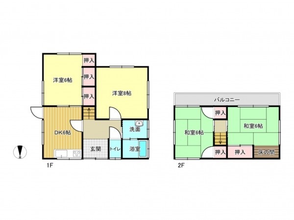 阪南市箱作、中古一戸建ての間取り画像です