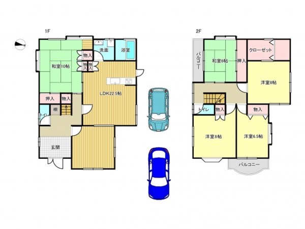 阪南市山中渓、中古一戸建ての間取り画像です