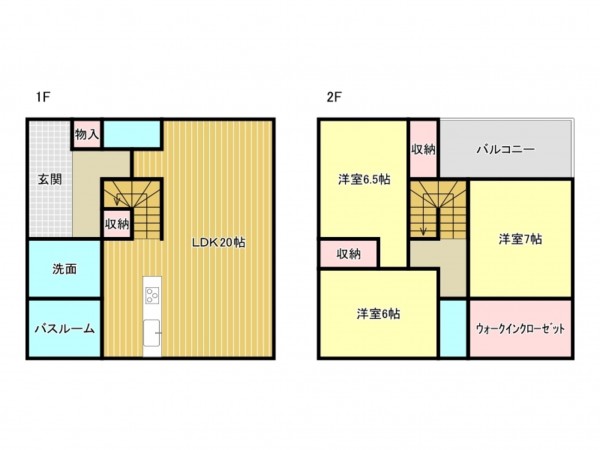 阪南市箱の浦、中古一戸建ての間取り画像です
