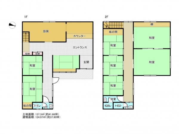 泉南市樽井、中古一戸建ての間取り画像です