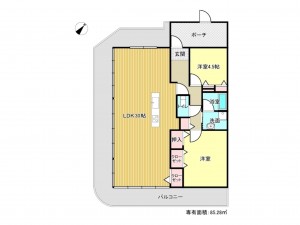 泉南市男里、マンションの間取り画像です