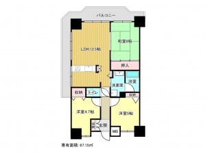 泉南市信達大苗代、マンションの間取り画像です