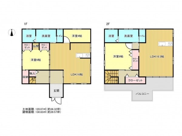 阪南市下出、中古一戸建ての間取り画像です