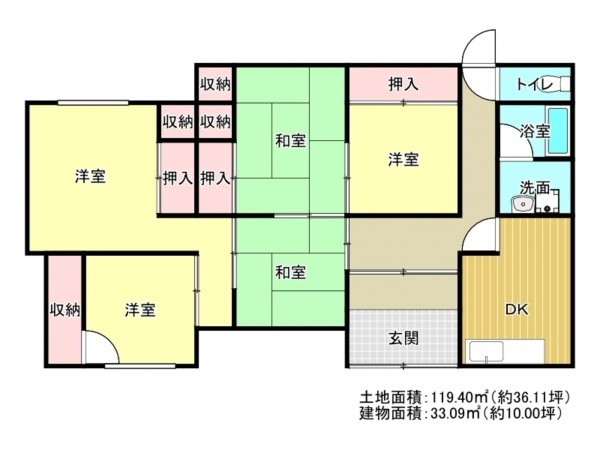 泉南郡岬町深日、中古一戸建ての間取り画像です