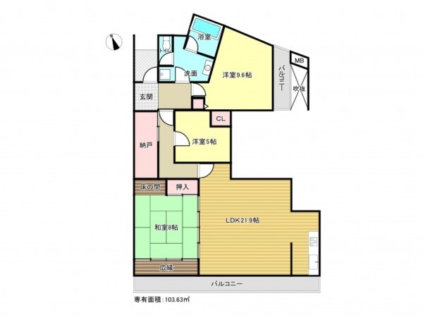 泉南市信達牧野、マンションの間取り画像です