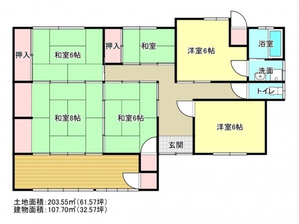 阪南市新町、中古一戸建ての間取り画像です