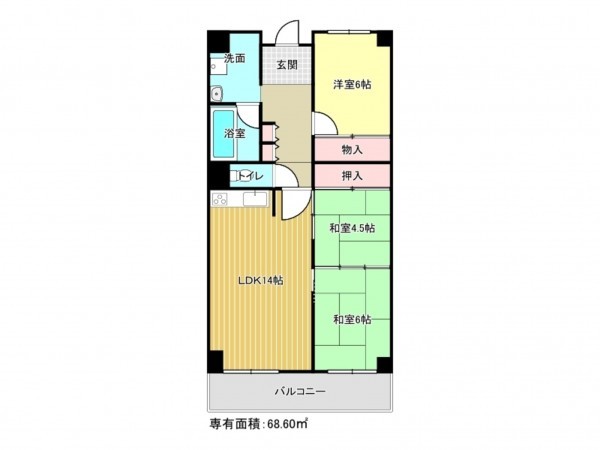 泉南市信達市場、マンションの間取り画像です
