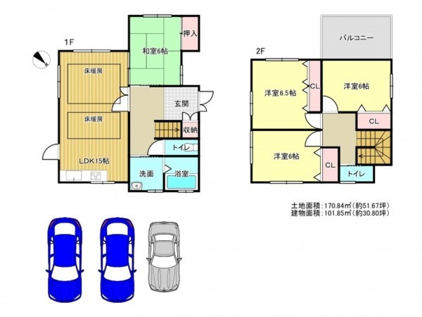 泉南市新家、中古一戸建ての間取り画像です