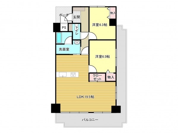 泉南市樽井、マンションの間取り画像です