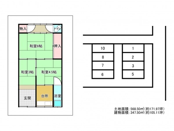 泉南市馬場、収益物件/文化住宅の間取り画像です