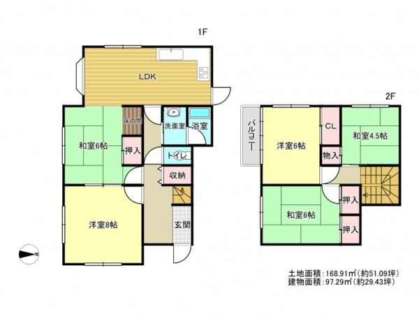阪南市光陽台、中古一戸建ての間取り画像です