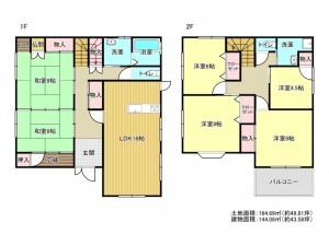 泉南市樽井、中古一戸建ての間取り画像です
