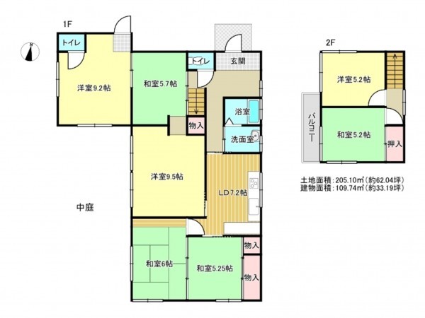 泉南郡岬町淡輪、中古一戸建ての間取り画像です