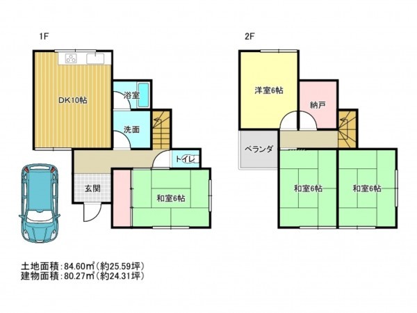 泉南郡岬町淡輪、中古一戸建ての間取り画像です