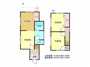 泉南市樽井、中古一戸建ての間取り画像です