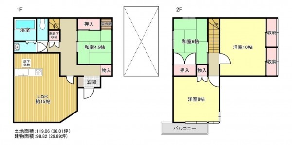 泉南郡岬町深日、中古一戸建ての間取り画像です