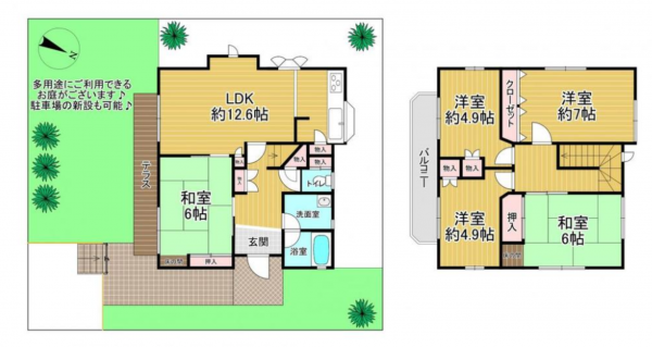 阪南市箱の浦、中古一戸建ての間取り画像です