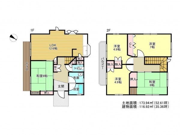 阪南市箱の浦、中古一戸建ての間取り画像です