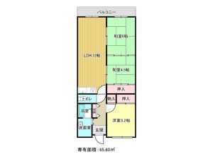 泉南市信達市場、マンションの間取り画像です