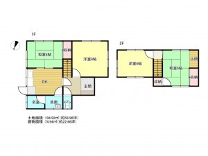 阪南市舞、中古一戸建ての間取り画像です