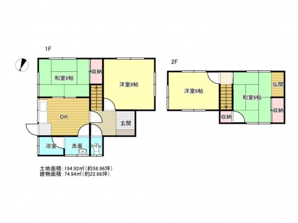 阪南市舞、中古一戸建ての間取り画像です