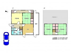 阪南市箱作、中古一戸建ての間取り画像です
