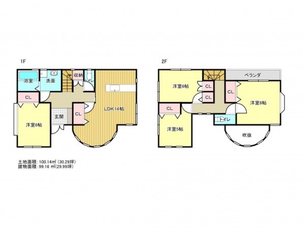 泉南市信達市場、中古一戸建ての間取り画像です