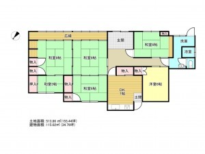 泉南郡岬町深日、中古一戸建ての間取り画像です