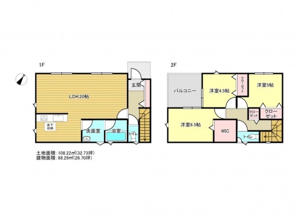 泉南市岡田、新築一戸建ての間取り画像です