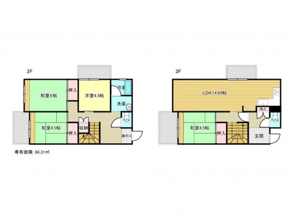 泉南市信達大苗代、マンションの間取り画像です