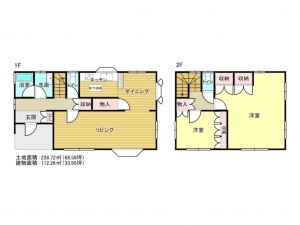 阪南市緑ヶ丘、中古一戸建ての間取り画像です